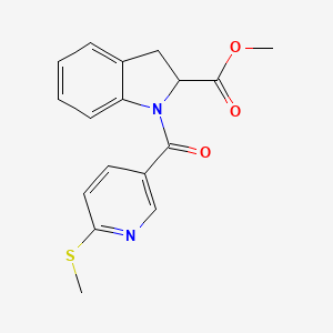 molecular formula C17H16N2O3S B2541333 methyl 1-[6-(methylsulfanyl)pyridine-3-carbonyl]-2,3-dihydro-1H-indole-2-carboxylate CAS No. 1355476-88-8