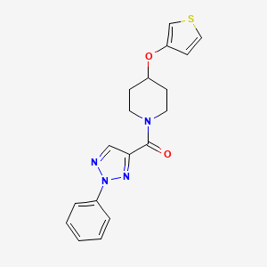 molecular formula C18H18N4O2S B2541340 (2-phenyl-2H-1,2,3-triazol-4-yl)(4-(thiophen-3-yloxy)piperidin-1-yl)methanone CAS No. 2034467-16-6