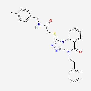 molecular formula C27H25N5O2S B2541350 N-(4-methylbenzyl)-2-((5-oxo-4-phenethyl-4,5-dihydro-[1,2,4]triazolo[4,3-a]quinazolin-1-yl)thio)acetamide CAS No. 1111020-69-9