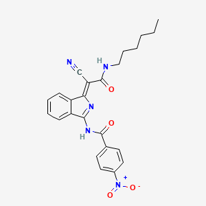 molecular formula C24H23N5O4 B2541365 (Z)-N-(1-(1-cyano-2-(hexylamino)-2-oxoethylidene)-1H-isoindol-3-yl)-4-nitrobenzamide CAS No. 941899-96-3