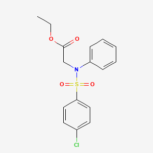 molecular formula C16H16ClNO4S B2541370 Ethyl 2-{[(4-chlorophenyl)sulfonyl]anilino}acetate CAS No. 93011-02-0