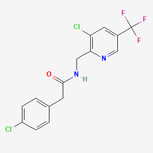 molecular formula C15H11Cl2F3N2O B2541381 2-(4-chlorophenyl)-N-{[3-chloro-5-(trifluoromethyl)-2-pyridinyl]methyl}acetamide CAS No. 2061357-41-1
