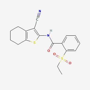molecular formula C18H18N2O3S2 B2541382 N-(3-cyano-4,5,6,7-tetrahydrobenzo[b]thiophen-2-yl)-2-(ethylsulfonyl)benzamide CAS No. 898459-07-9