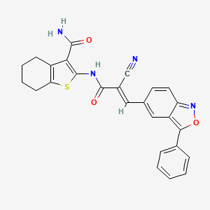 molecular formula C26H20N4O3S B2541383 (E)-2-(2-cyano-3-(3-phenylbenzo[c]isoxazol-5-yl)acrylamido)-4,5,6,7-tetrahydrobenzo[b]thiophene-3-carboxamide CAS No. 634578-22-6