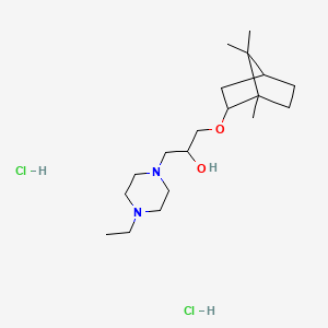 molecular formula C19H38Cl2N2O2 B2541388 1-(4-ethylpiperazin-1-yl)-3-(((1S,4R)-1,7,7-trimethylbicyclo[2.2.1]heptan-2-yl)oxy)propan-2-ol dihydrochloride CAS No. 1212278-91-5