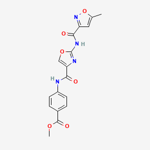 molecular formula C17H14N4O6 B2541393 Methyl 4-(2-(5-methylisoxazole-3-carboxamido)oxazole-4-carboxamido)benzoate CAS No. 1428350-96-2