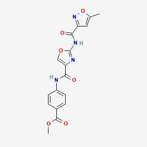 molecular formula C17H14N4O6 B2541393 4-(2-(5-メチルイソキサゾール-3-カルボキサミド)オキサゾール-4-カルボキサミド)安息香酸メチル CAS No. 1428350-96-2