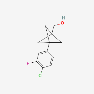 molecular formula C12H12ClFO B2541402 [3-(4-Chloro-3-fluorophenyl)-1-bicyclo[1.1.1]pentanyl]methanol CAS No. 2287343-82-0