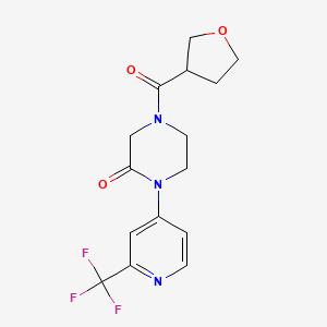 molecular formula C15H16F3N3O3 B2541413 4-(Oxolane-3-carbonyl)-1-[2-(trifluoromethyl)pyridin-4-yl]piperazin-2-one CAS No. 2380141-34-2