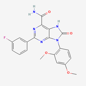 molecular formula C20H16FN5O4 B2541422 9-(2,4-dimethoxyphenyl)-2-(3-fluorophenyl)-8-oxo-8,9-dihydro-7H-purine-6-carboxamide CAS No. 898442-93-8