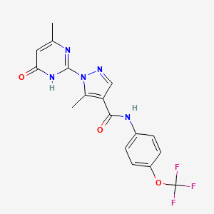molecular formula C17H14F3N5O3 B2541424 5-甲基-1-(4-甲基-6-氧代-1,6-二氢嘧啶-2-基)-N-(4-(三氟甲氧基)苯基)-1H-吡唑-4-羧酰胺 CAS No. 1170860-24-8