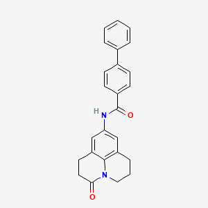 molecular formula C25H22N2O2 B2541425 N-(3-oxo-1,2,3,5,6,7-hexahydropyrido[3,2,1-ij]quinolin-9-yl)-[1,1'-biphenyl]-4-carboxamide CAS No. 898427-55-9
