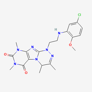 molecular formula C20H24ClN7O3 B2541457 1-(2-((5-chloro-2-methoxyphenyl)amino)ethyl)-3,4,7,9-tetramethyl-7,9-dihydro-[1,2,4]triazino[3,4-f]purine-6,8(1H,4H)-dione CAS No. 923218-02-4