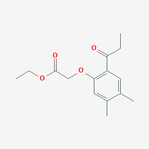 molecular formula C15H20O4 B254146 Ethyl (4,5-dimethyl-2-propionylphenoxy)acetate 