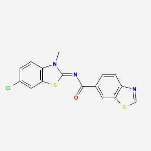 molecular formula C16H10ClN3OS2 B2541464 (E)-N-(6-氯-3-甲基苯并[d]噻唑-2(3H)-亚甲基)苯并[d]噻唑-6-甲酰胺 CAS No. 850903-30-9