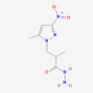 B2541495 2-Methyl-3-(5-methyl-3-nitro-pyrazol-1-yl)-propionic acid hydrazide CAS No. 1005670-04-1