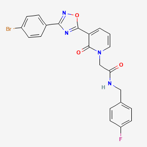 molecular formula C22H16BrFN4O3 B2541498 2-[3-[3-(4-溴苯基)-1,2,4-恶二唑-5-基]-2-氧代吡啶-1(2H)-基]-N-(4-氟苄基)乙酰胺 CAS No. 1105234-75-0