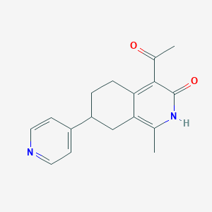 molecular formula C17H18N2O2 B025415 4-Acetyl-1-methyl-7-(4-pyridyl)-5,6,7,8-tetrahydro-3(2H)-isoquinolinone CAS No. 107189-96-8