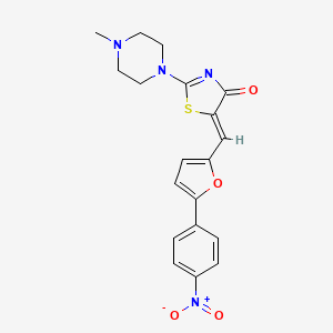 molecular formula C19H18N4O4S B2541504 (5Z)-2-(4-甲基哌嗪-1-基)-5-{[5-(4-硝基苯基)呋喃-2-基]亚甲基}-1,3-噻唑-4(5H)-酮 CAS No. 714234-42-1