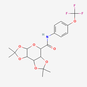 molecular formula C19H22F3NO7 B2541523 2,2,7,7-tetramethyl-N-(4-(trifluoromethoxy)phenyl)tetrahydro-3aH-bis([1,3]dioxolo)[4,5-b:4',5'-d]pyran-5-carboxamide CAS No. 1095321-41-7