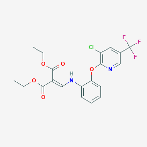 molecular formula C20H18ClF3N2O5 B2541528 Diethyl 2-[(2-{[3-chloro-5-(trifluoromethyl)-2-pyridinyl]oxy}anilino)methylene]malonate CAS No. 339111-79-4