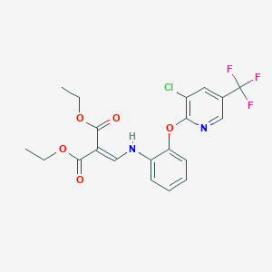 molecular formula C20H18ClF3N2O5 B2541528 2-[(2-{[3-chloro-5-(trifluorométhyl)-2-pyridinyl]oxy}anilino)méthylène]malonate de diéthyle CAS No. 339111-79-4