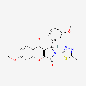 molecular formula C22H17N3O5S B2541529 6-甲氧基-1-(3-甲氧基苯基)-2-(5-甲基-1,3,4-噻二唑-2-基)-1,2-二氢色烯并[2,3-c]吡咯-3,9-二酮 CAS No. 886176-01-8