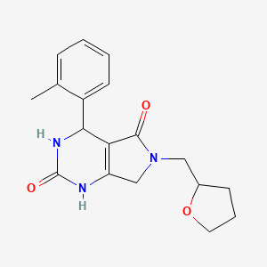 molecular formula C18H21N3O3 B2541531 6-((tetrahydrofuran-2-yl)methyl)-4-(o-tolyl)-3,4,6,7-tetrahydro-1H-pyrrolo[3,4-d]pyrimidine-2,5-dione CAS No. 941873-01-4