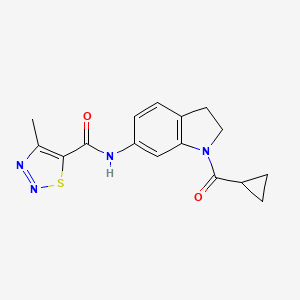 molecular formula C16H16N4O2S B2541534 N-(1-(环丙烷羰基)吲哚-6-基)-4-甲基-1,2,3-噻二唑-5-甲酰胺 CAS No. 1207055-46-6