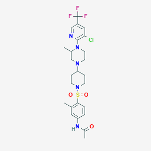 molecular formula C25H31ClF3N5O3S B2541541 N-{4-[(4-{4-[3-氯-5-(三氟甲基)吡啶-2-基]-3-甲基哌嗪-1-基}哌啶-1-基)磺酰基]-3-甲基苯基}乙酰胺 CAS No. 2097937-95-4