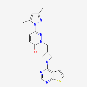 molecular formula C19H19N7OS B2541547 6-(3,5-dimethyl-1H-pyrazol-1-yl)-2-[(1-{thieno[2,3-d]pyrimidin-4-yl}azetidin-3-yl)methyl]-2,3-dihydropyridazin-3-one CAS No. 2176152-09-1