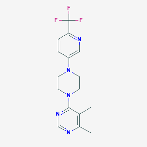 molecular formula C16H18F3N5 B2541554 4,5-Dimethyl-6-[4-[6-(trifluoromethyl)pyridin-3-yl]piperazin-1-yl]pyrimidine CAS No. 2380179-76-8