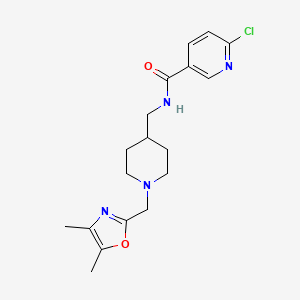 molecular formula C18H23ClN4O2 B2541556 6-Chloro-N-[[1-[(4,5-dimethyl-1,3-oxazol-2-yl)methyl]piperidin-4-yl]methyl]pyridine-3-carboxamide CAS No. 2224261-36-1