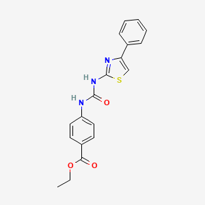 molecular formula C19H17N3O3S B2541557 Ethyl 4-(3-(4-phenylthiazol-2-yl)ureido)benzoate CAS No. 307326-28-9