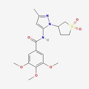 molecular formula C18H23N3O6S B2541558 N-(1-(1,1-dioxidotetrahydrothiophen-3-yl)-3-methyl-1H-pyrazol-5-yl)-3,4,5-trimethoxybenzamide CAS No. 1171064-00-8