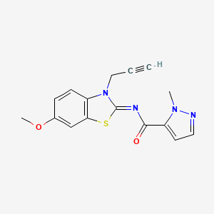 molecular formula C16H14N4O2S B2541561 (E)-N-(6-methoxy-3-(prop-2-yn-1-yl)benzo[d]thiazol-2(3H)-ylidene)-1-methyl-1H-pyrazole-5-carboxamide CAS No. 1173374-14-5