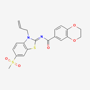 molecular formula C20H18N2O5S2 B2541563 (Z)-N-(3-烯丙基-6-(甲基磺酰基)苯并[d]噻唑-2(3H)-亚甲基)-2,3-二氢苯并[b][1,4]二氧杂环-6-甲酰胺 CAS No. 865175-65-1