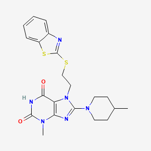7-(2-(benzo[d]thiazol-2-ylthio)ethyl)-3-methyl-8-(4-methylpiperidin-1-yl)-1H-purine-2,6(3H,7H)-dione
