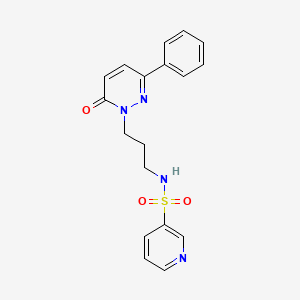 molecular formula C18H18N4O3S B2541590 N-(3-(6-oxo-3-phenylpyridazin-1(6H)-yl)propyl)pyridine-3-sulfonamide CAS No. 1021075-76-2