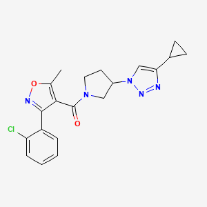 molecular formula C20H20ClN5O2 B2541594 (3-(2-chlorophenyl)-5-methylisoxazol-4-yl)(3-(4-cyclopropyl-1H-1,2,3-triazol-1-yl)pyrrolidin-1-yl)methanone CAS No. 2034612-42-3