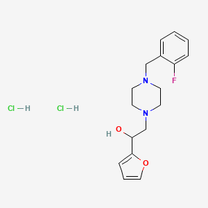 molecular formula C17H23Cl2FN2O2 B2541605 2-(4-(2-氟苄基)哌嗪-1-基)-1-(呋喃-2-基)乙醇二盐酸盐 CAS No. 1396883-76-3