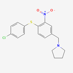 molecular formula C17H17ClN2O2S B2541607 1-{4-[(4-Chlorophenyl)sulfanyl]-3-nitrobenzyl}pyrrolidine CAS No. 477869-41-3