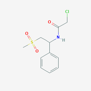 molecular formula C11H14ClNO3S B2541609 2-Chloro-N-(2-methylsulfonyl-1-phenylethyl)acetamide CAS No. 2490435-81-7