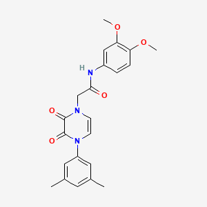 molecular formula C22H23N3O5 B2541611 N-(3,4-dimethoxyphenyl)-2-(4-(3,5-dimethylphenyl)-2,3-dioxo-3,4-dihydropyrazin-1(2H)-yl)acetamide CAS No. 891866-93-6