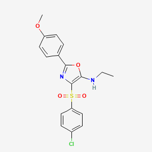 molecular formula C18H17ClN2O4S B2541612 4-((4-chlorophenyl)sulfonyl)-N-ethyl-2-(4-methoxyphenyl)oxazol-5-amine CAS No. 823830-00-8