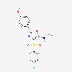 molecular formula C18H17ClN2O4S B2541612 4-((4-氯苯基)磺酰基)-N-乙基-2-(4-甲氧基苯基)恶唑-5-胺 CAS No. 823830-00-8