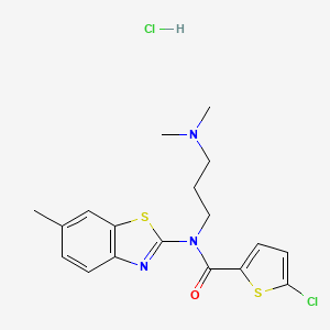 molecular formula C18H21Cl2N3OS2 B2541620 5-chloro-N-(3-(dimethylamino)propyl)-N-(6-methylbenzo[d]thiazol-2-yl)thiophene-2-carboxamide hydrochloride CAS No. 1215752-45-6