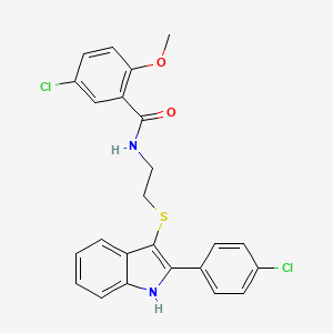 5-chloro-N-(2-((2-(4-chlorophenyl)-1H-indol-3-yl)thio)ethyl)-2-methoxybenzamide