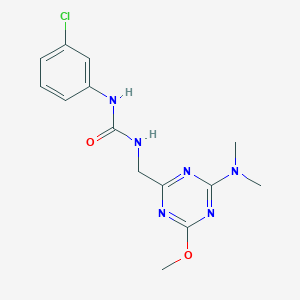 molecular formula C14H17ClN6O2 B2541626 1-(3-氯苯基)-3-((4-(二甲氨基)-6-甲氧基-1,3,5-三嗪-2-基)甲基)脲 CAS No. 2034358-67-1