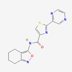 molecular formula C15H13N5O2S B2541627 2-(pyrazin-2-yl)-N-(4,5,6,7-tetrahydrobenzo[c]isoxazol-3-yl)thiazole-4-carboxamide CAS No. 1226431-59-9